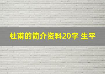 杜甫的简介资料20字 生平